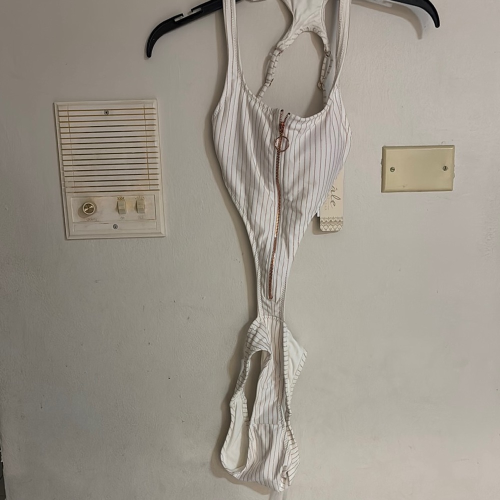 White Striped One-Piece Swimsuit